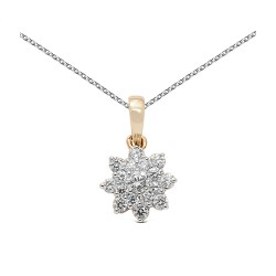 Colgante roseton de oro combinado 18Kt con diamantes (CO11431)